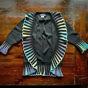 Rare Vintage 90s Pyramid Collection Rainbow 3/4 Sleeve Cardigan